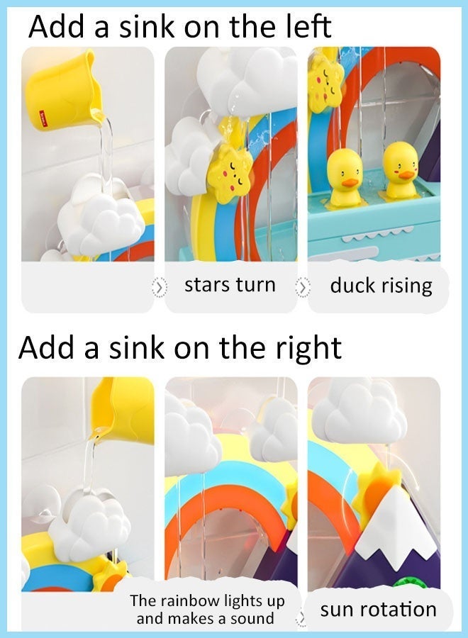 Bath Duck Toy with Light and Music, Toddlers Bathtub Toy with Marble Run, Floating Swimming Duck, Baby Shower Toy, Stick to Wall Bathtub Toy for Toddlers DIY Wall Suction Water Slide Bathtub Toys with Suction Wheels Gift for Boys Girls - Image 4